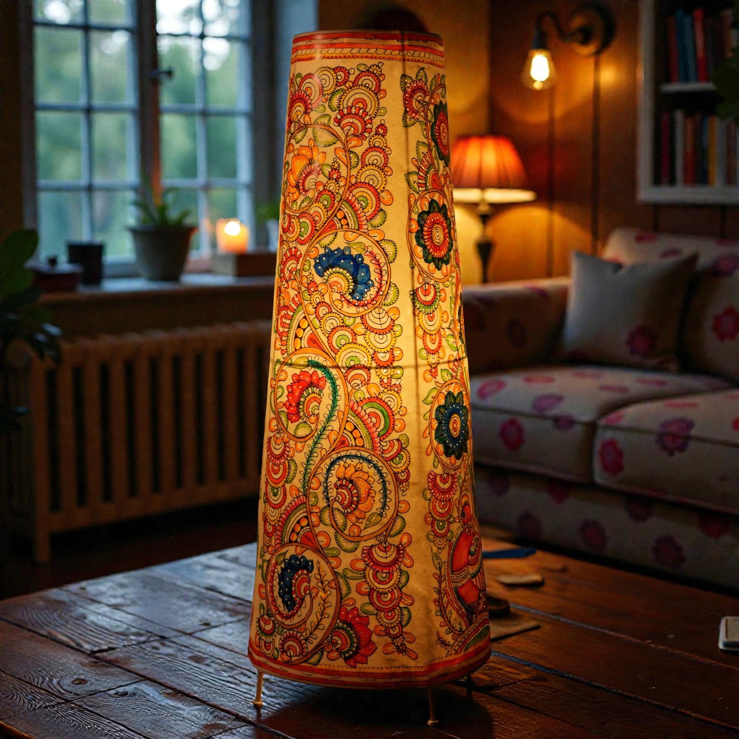 Flowery Pattern Leather Lamp