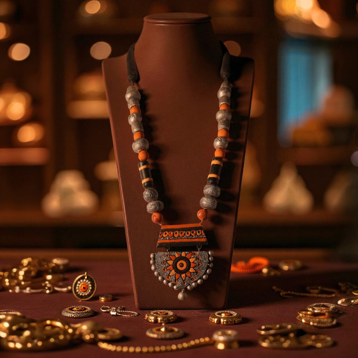 Yellow and Silver Terracotta jewellery