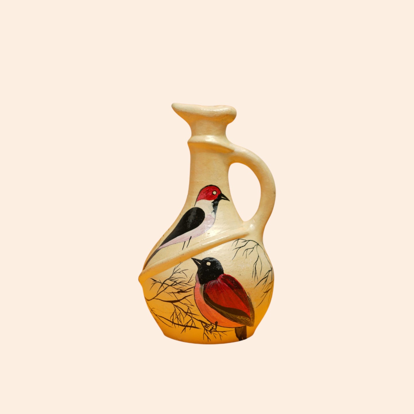 Jar shape dubble bird painting table decor