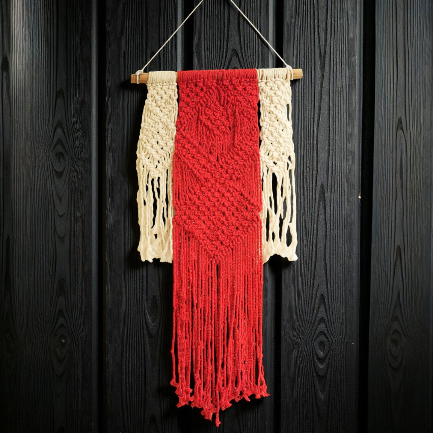Red Macrame Wall Hanging