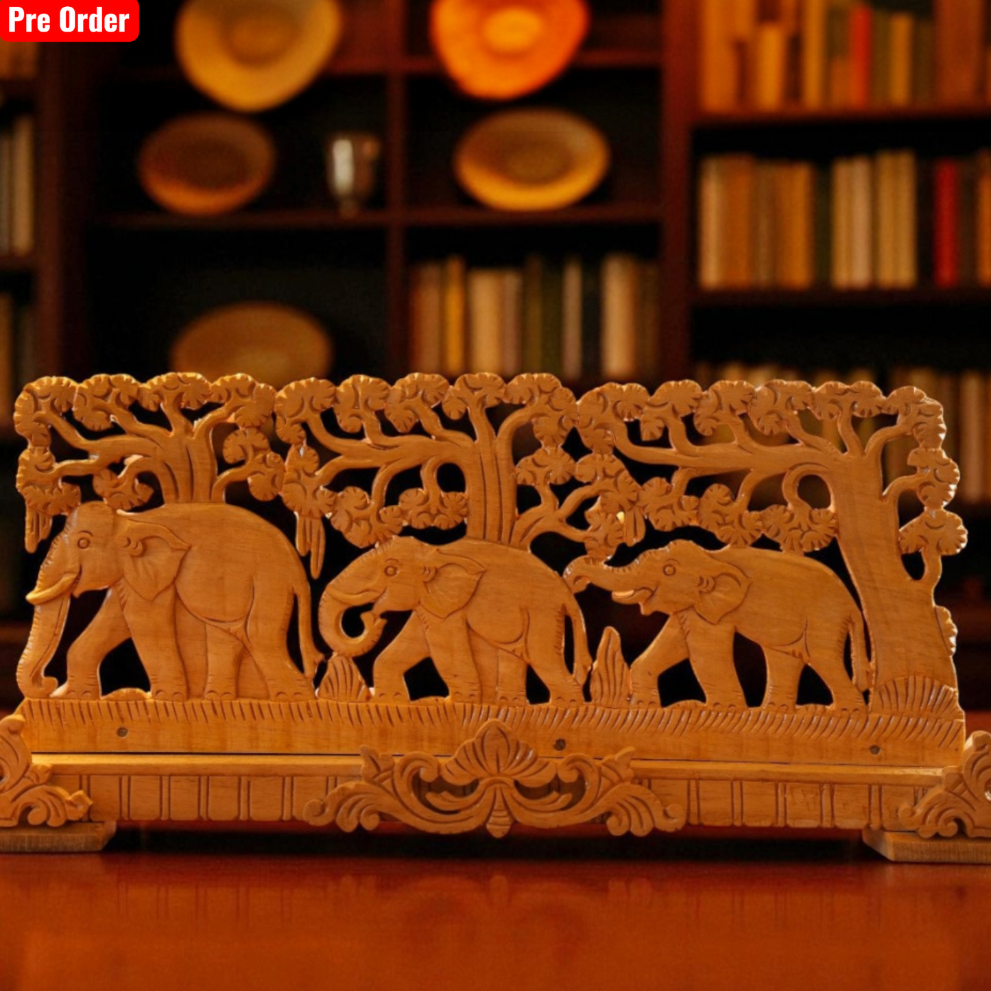 Shivani wood elephant carving