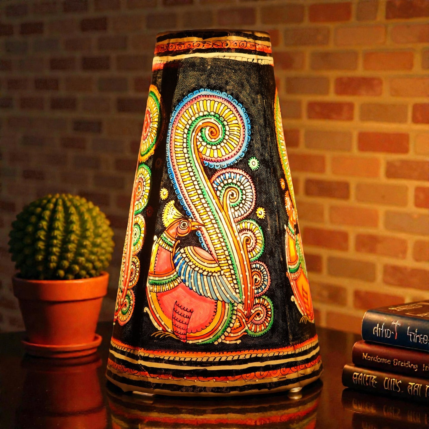 Multi color peacock Leather Lamp