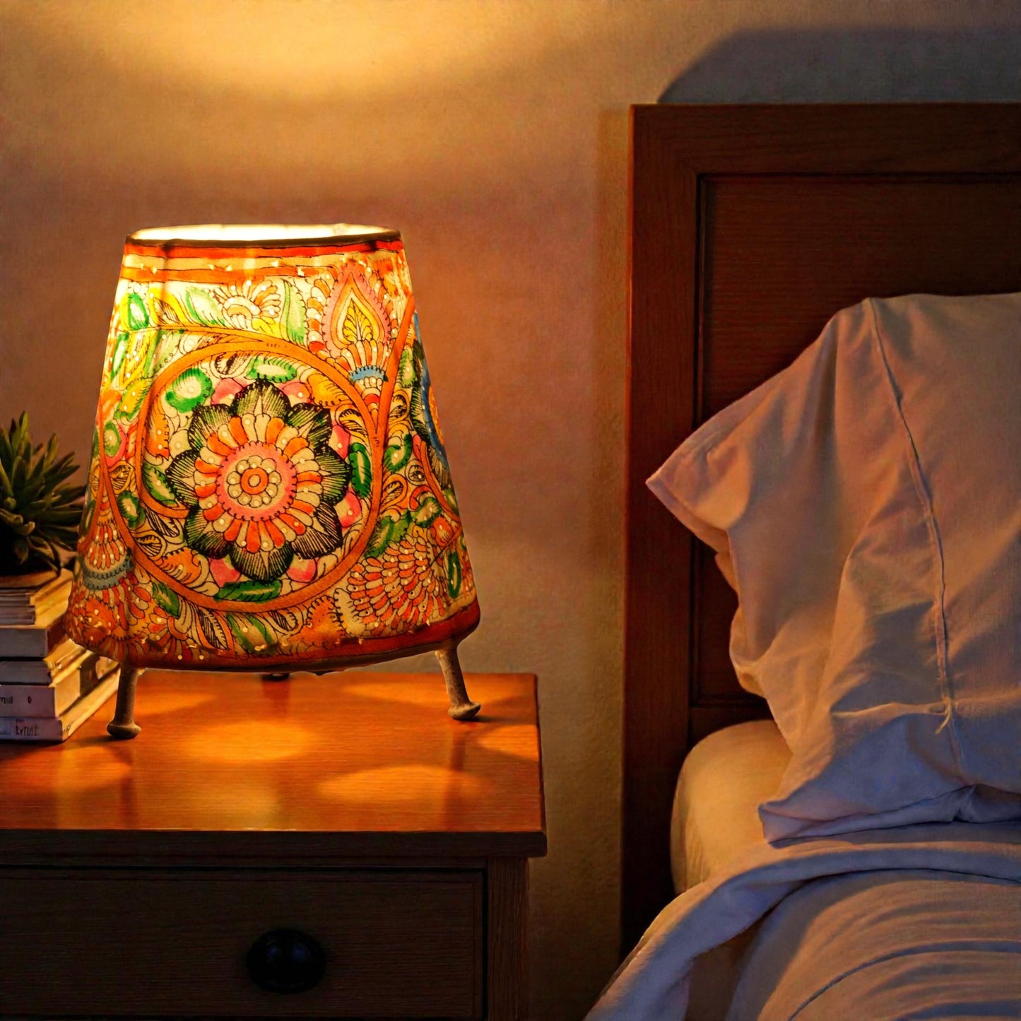 round floral motif Leather Lamp