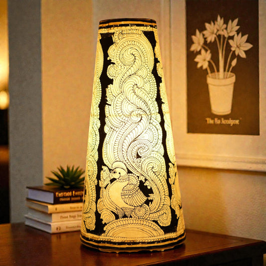 Black Line peacock Leather Lamp