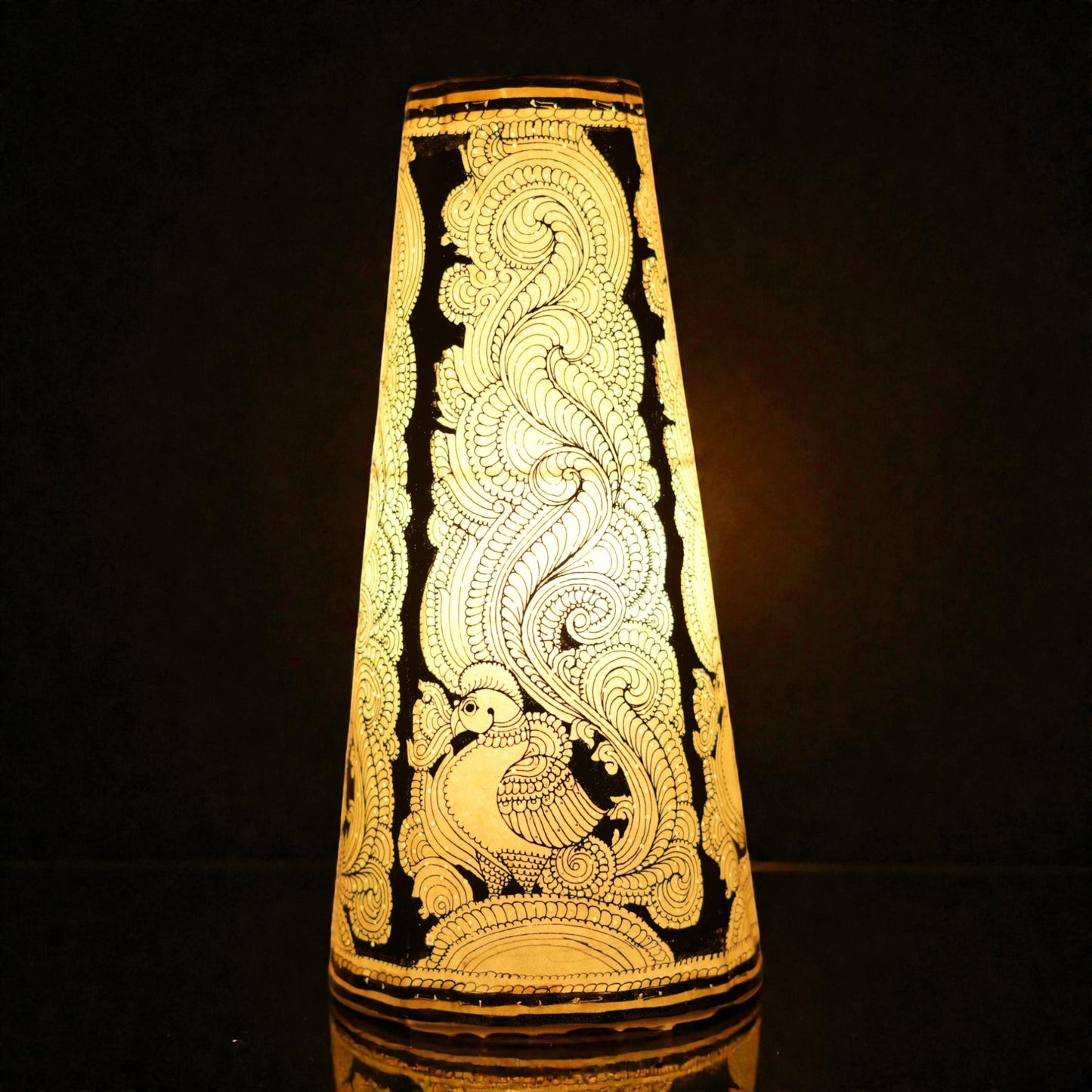 Black Line peacock Leather Lamp