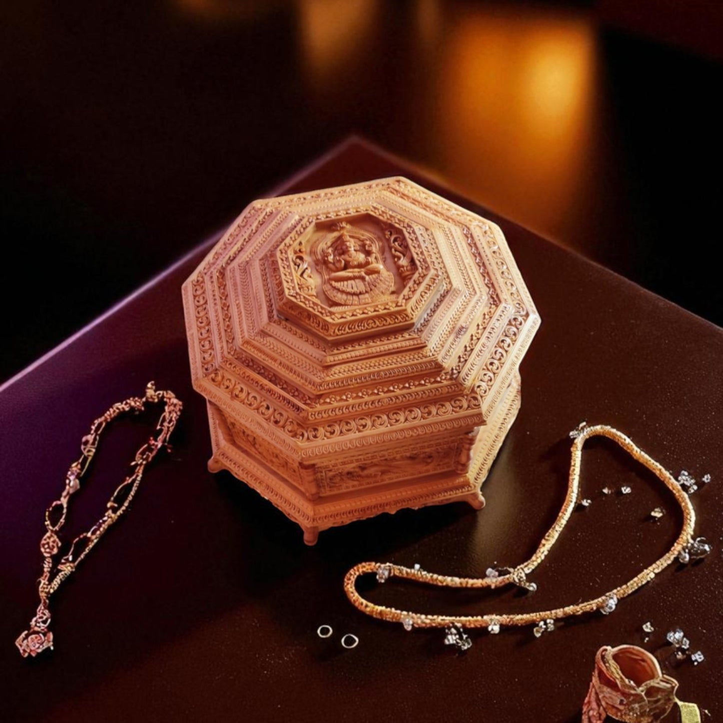 Sandalwood- Lakshmi Jewellery box