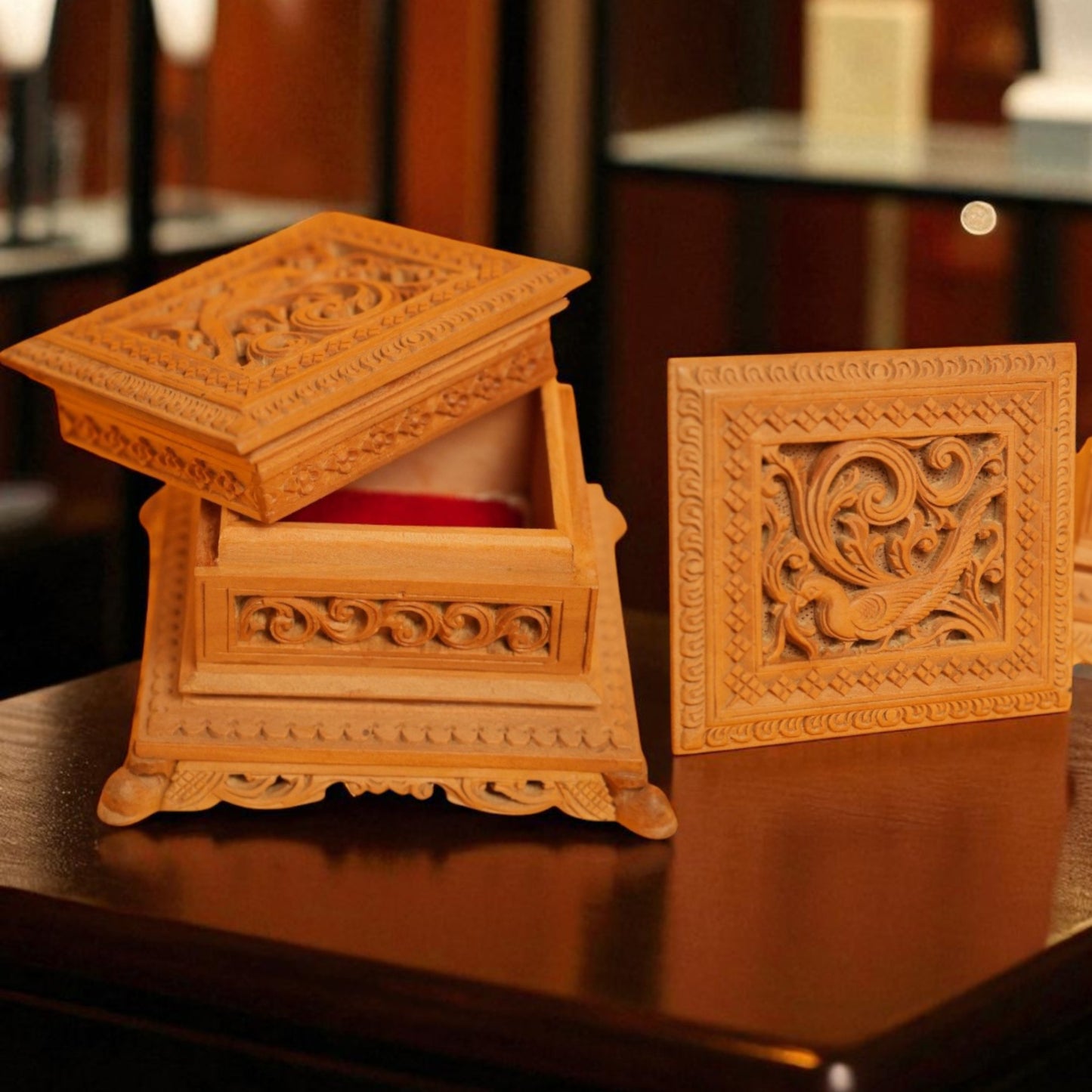 Shivani wood - Peacock Jewellery box