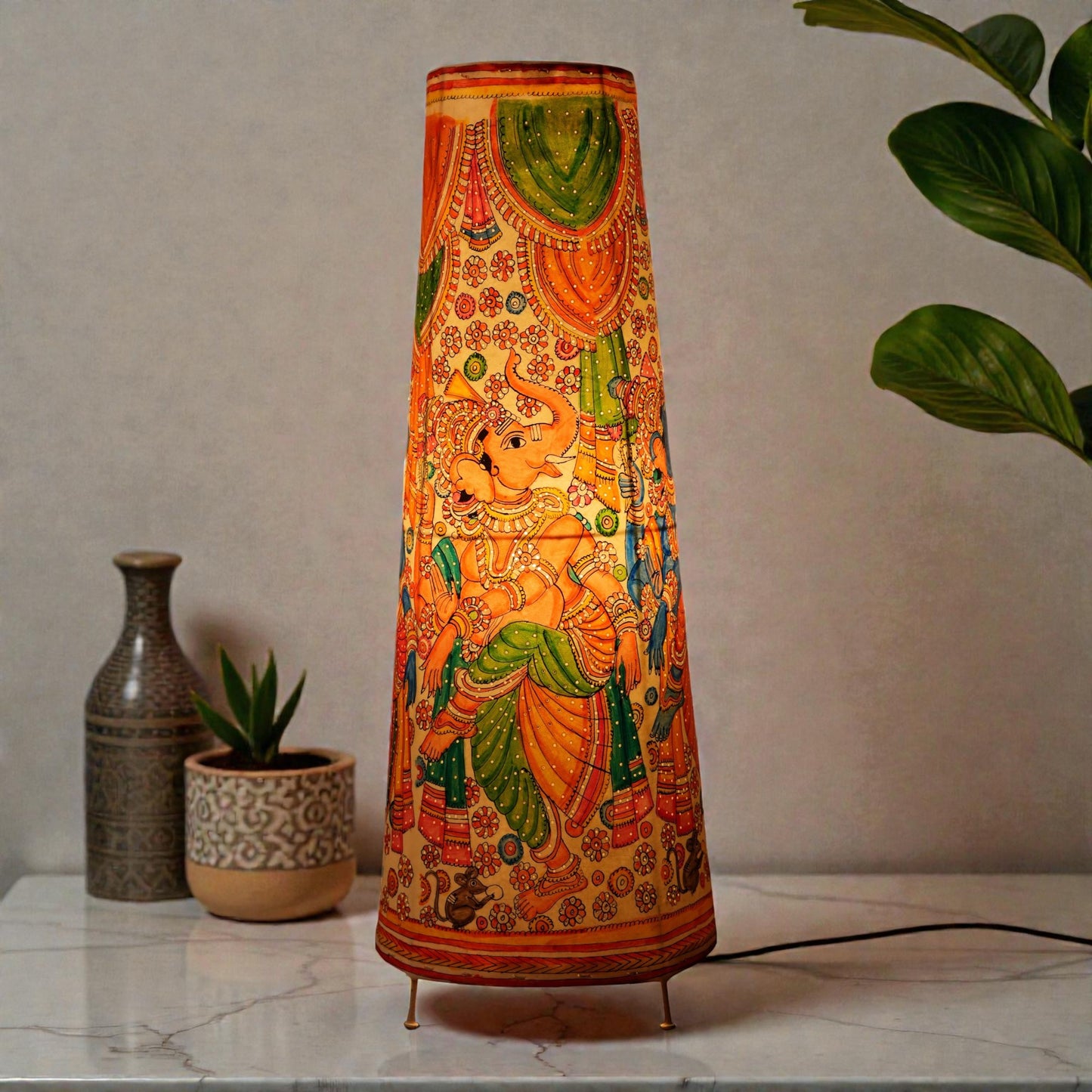 Dancing Ganesha Leather Lamp