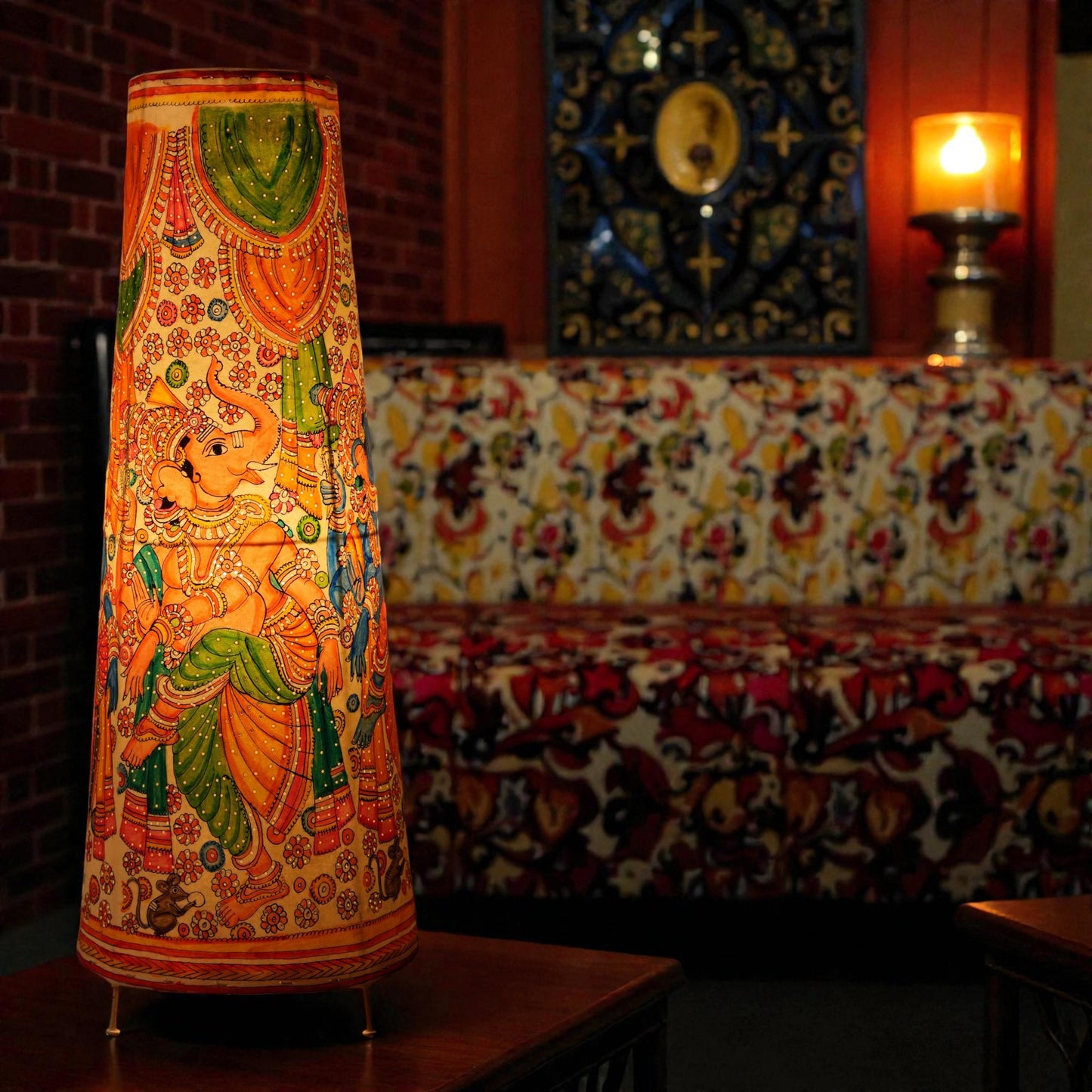 Dancing Ganesha Leather Lamp