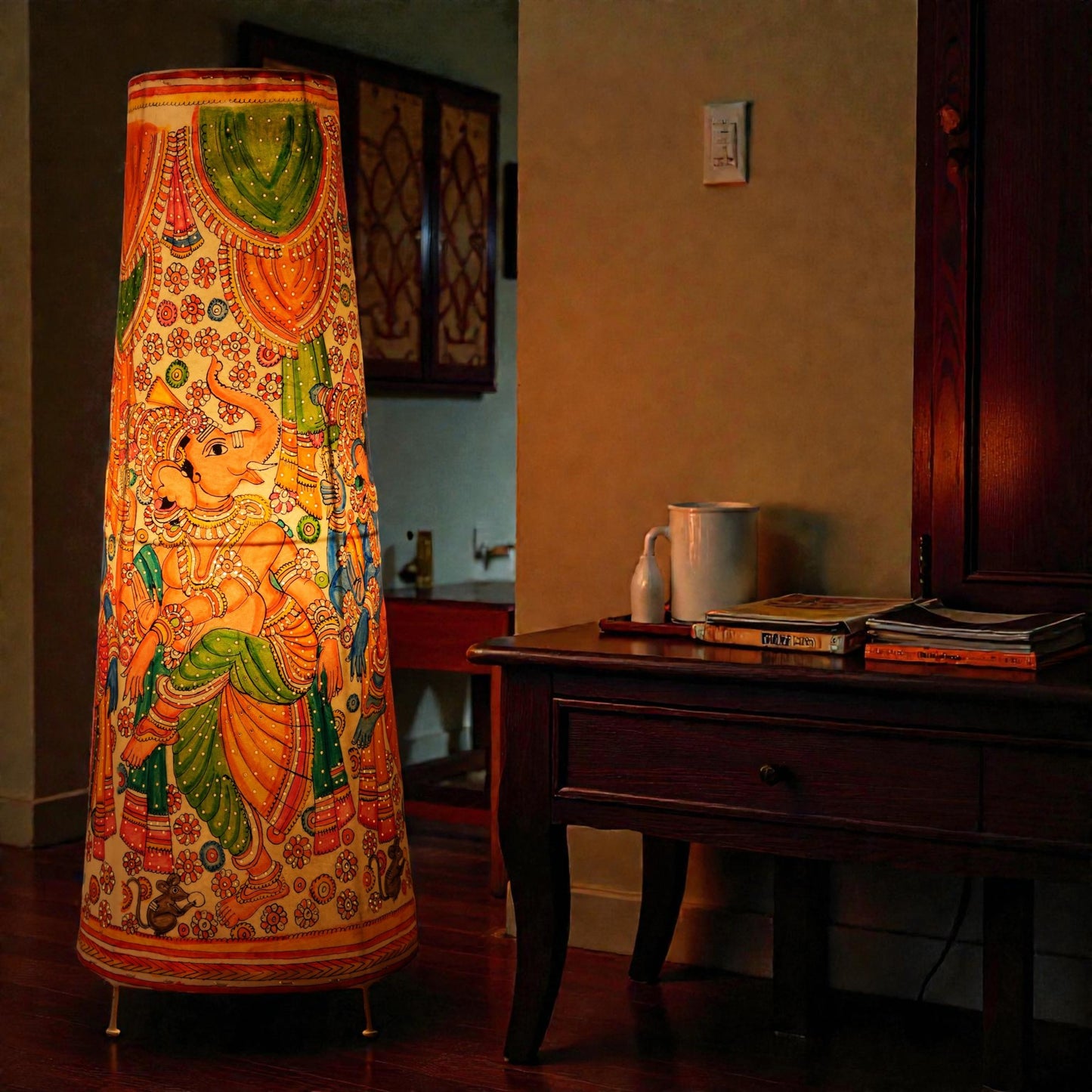 Dancing Ganesha Leather Lamp