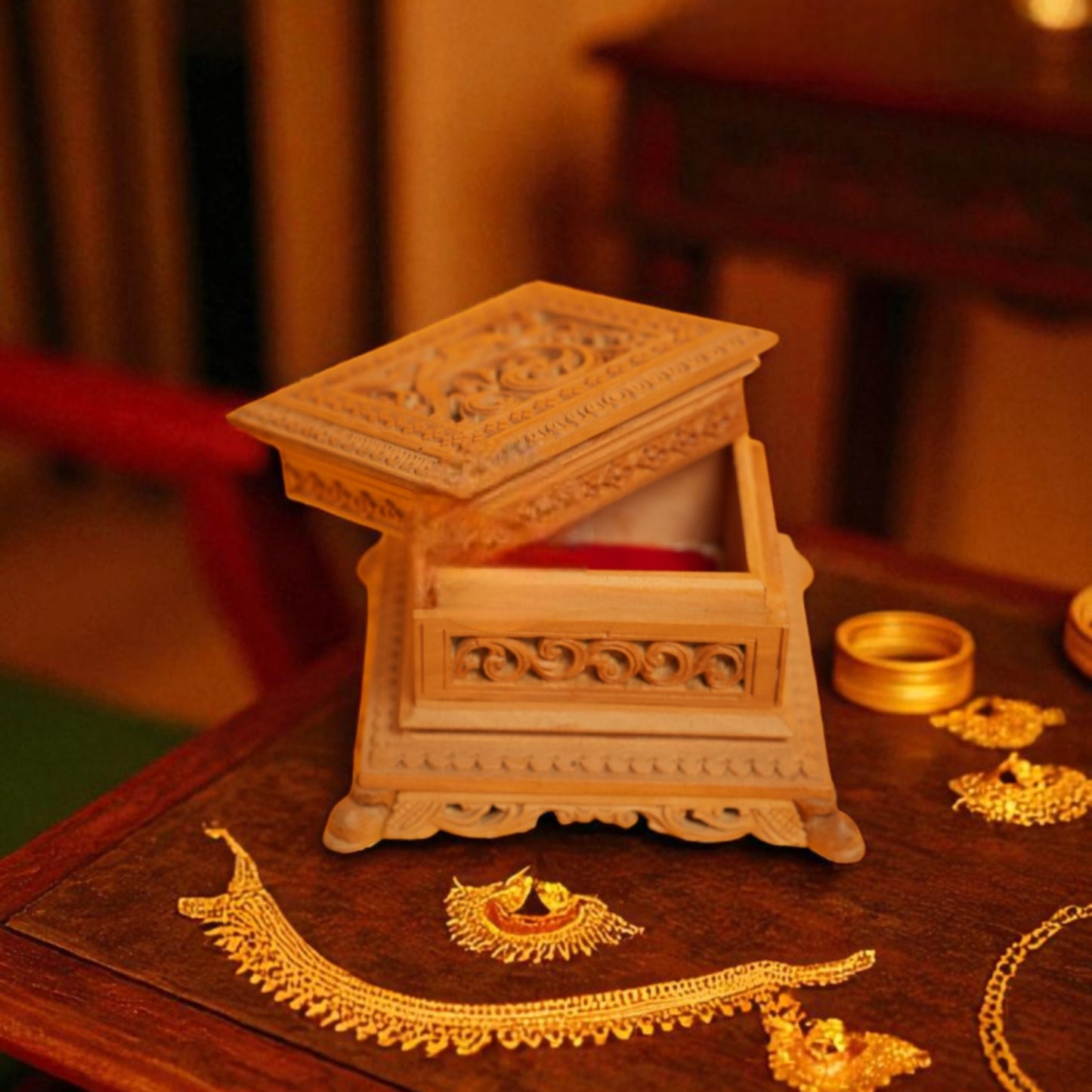 Shivani wood - Peacock Jewellery box