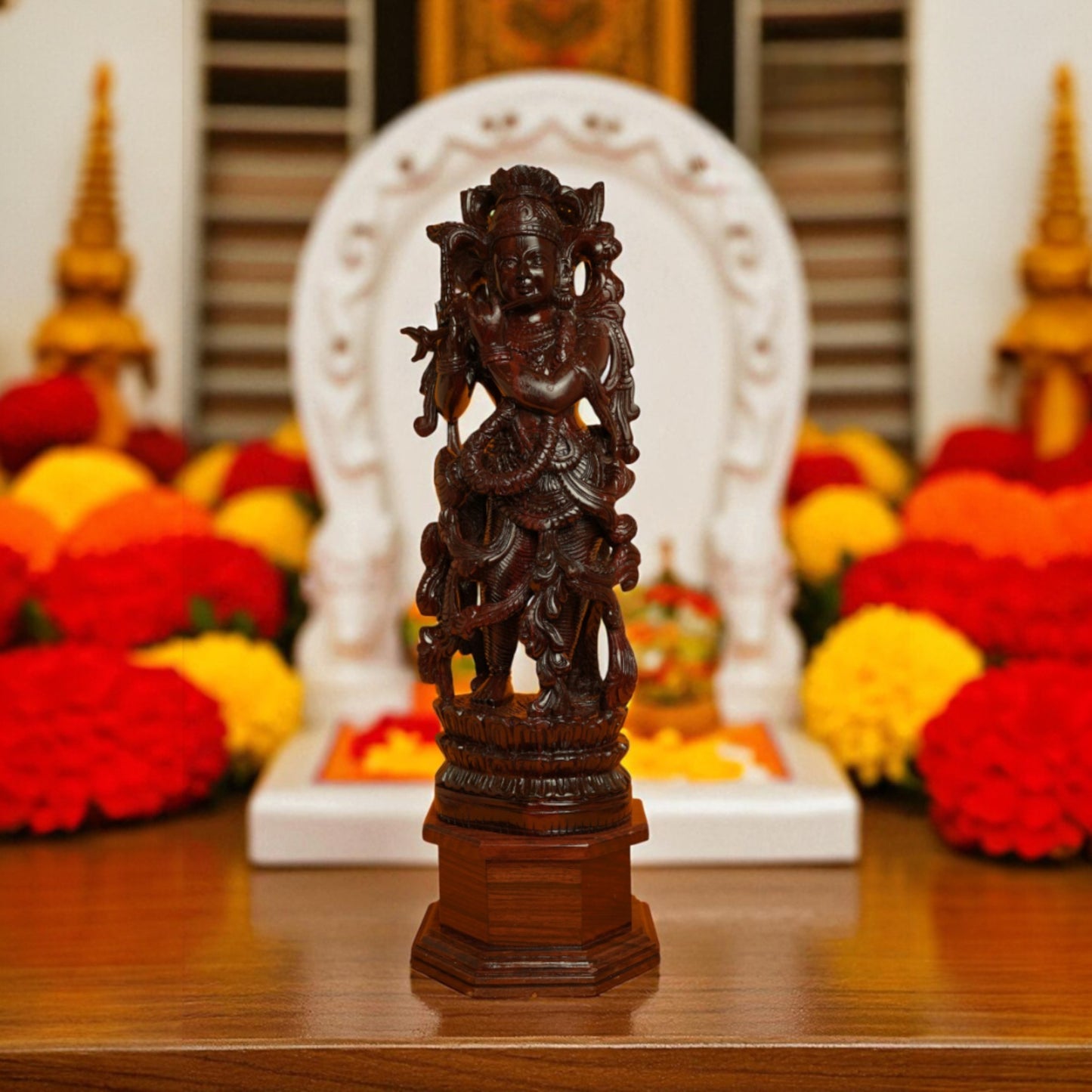 Red Sandal wood -Krishna Idol
