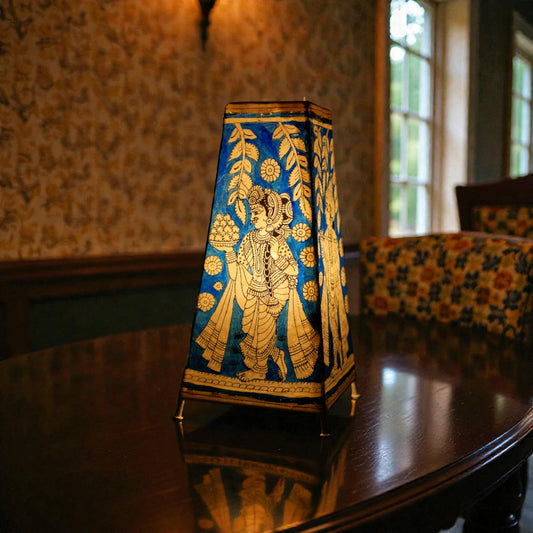 Square Radha Krishna Leather Lamp