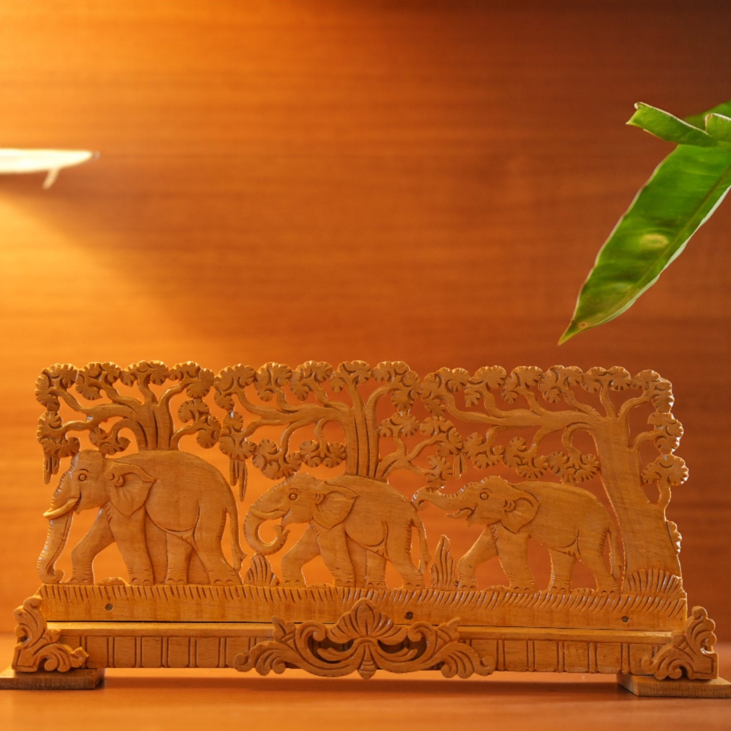 Shivani wood elephant carving