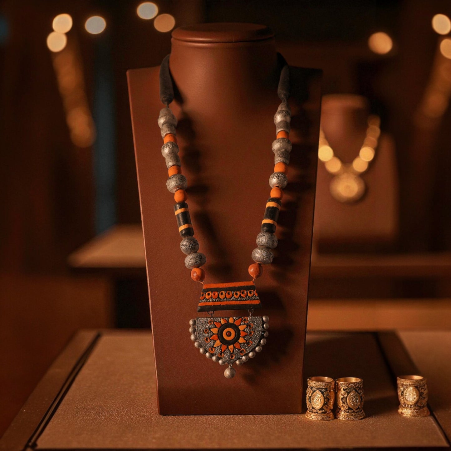 Yellow and Silver Terracotta jewellery