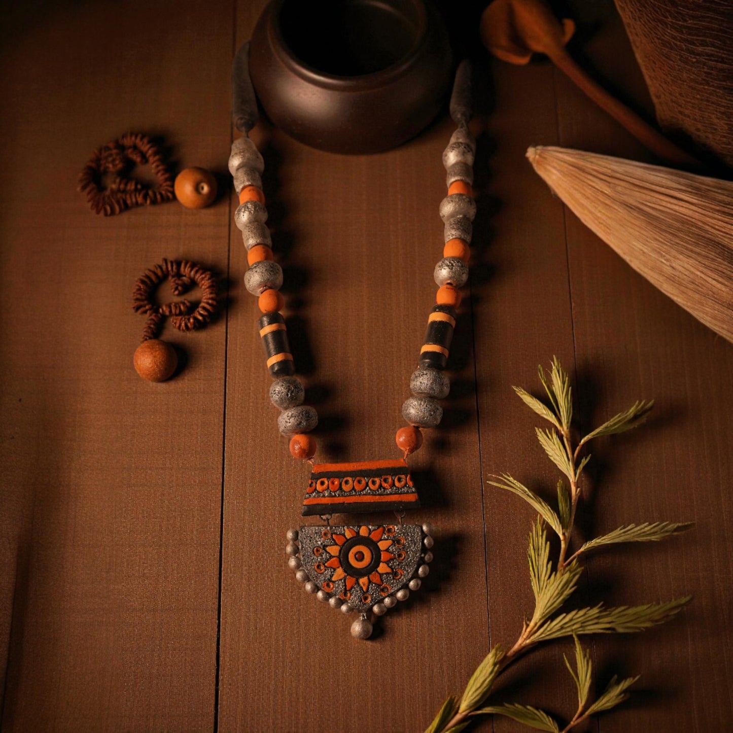 Yellow and Silver Terracotta jewellery