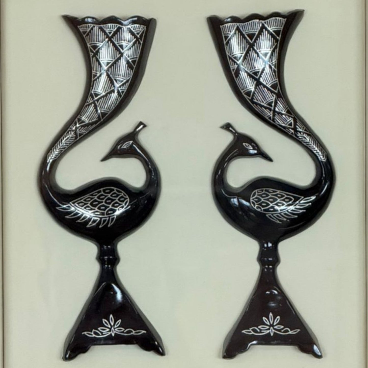 Double peacock wall hanging
