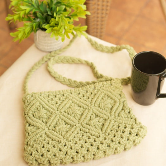 Olive macrame Sling Bag