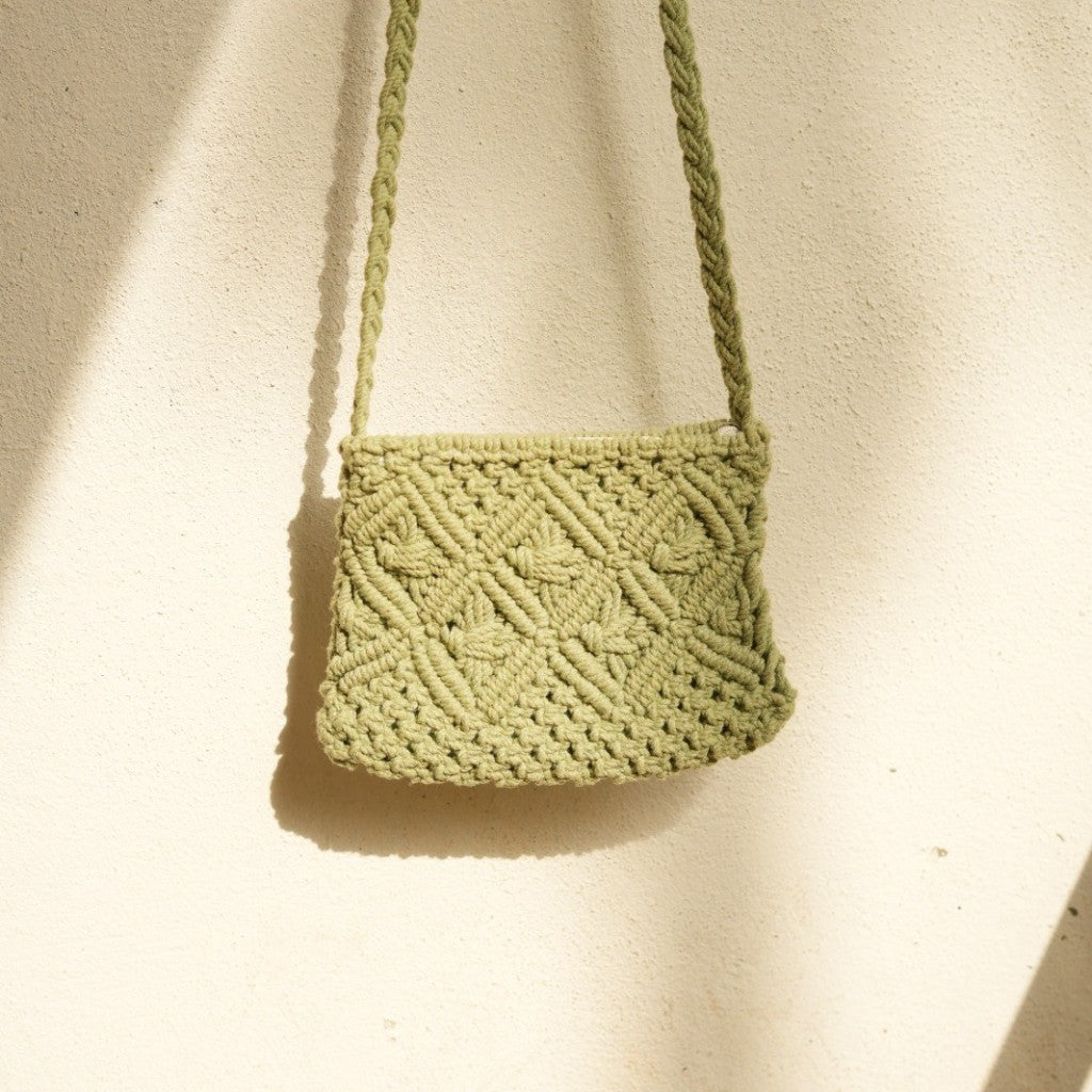 Olive macrame Sling Bag