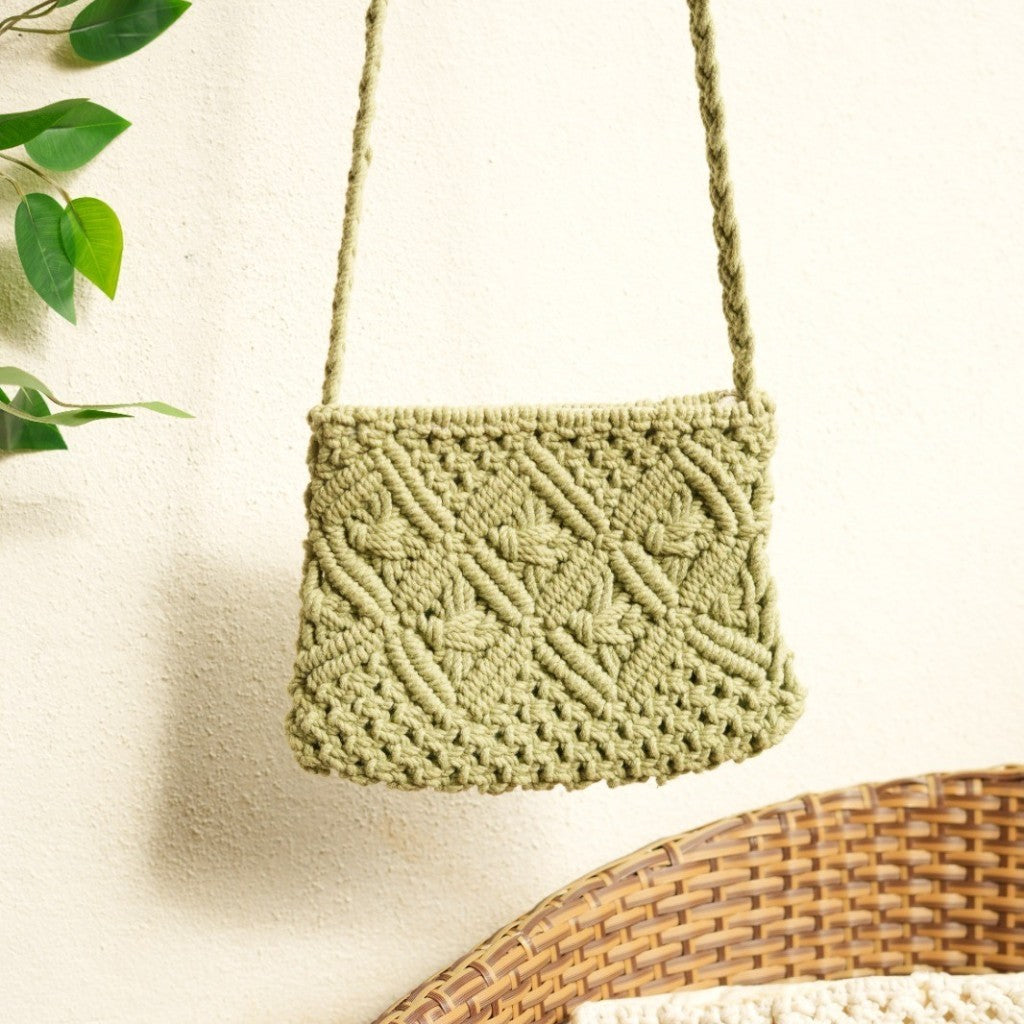 Olive macrame Sling Bag