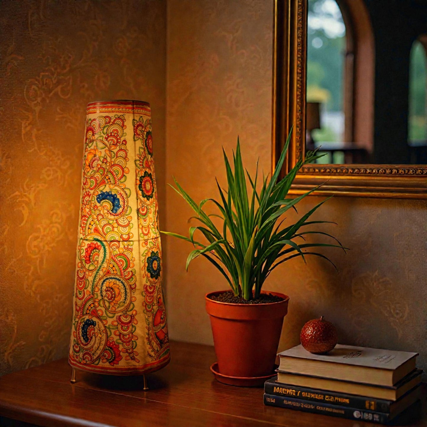 Floral Motif leather lamp