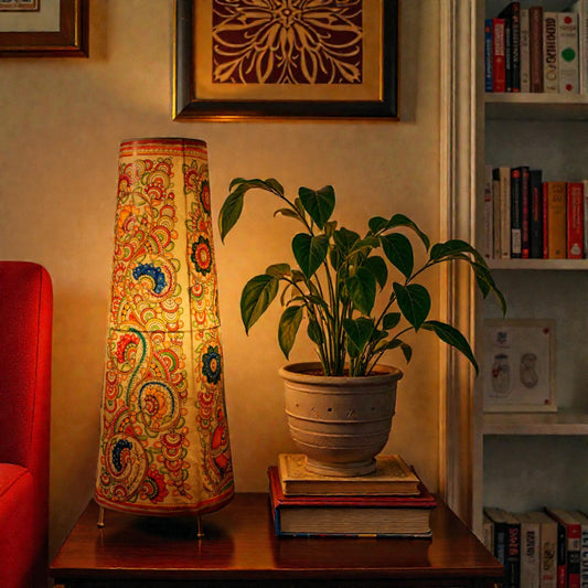 Floral Motif leather lamp