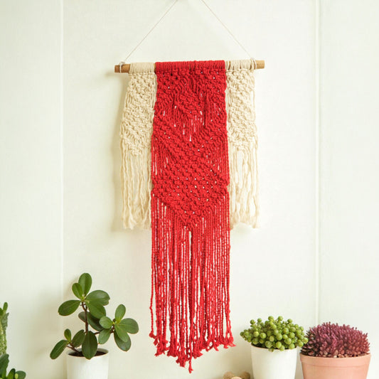 Red Macrame Wall Hanging