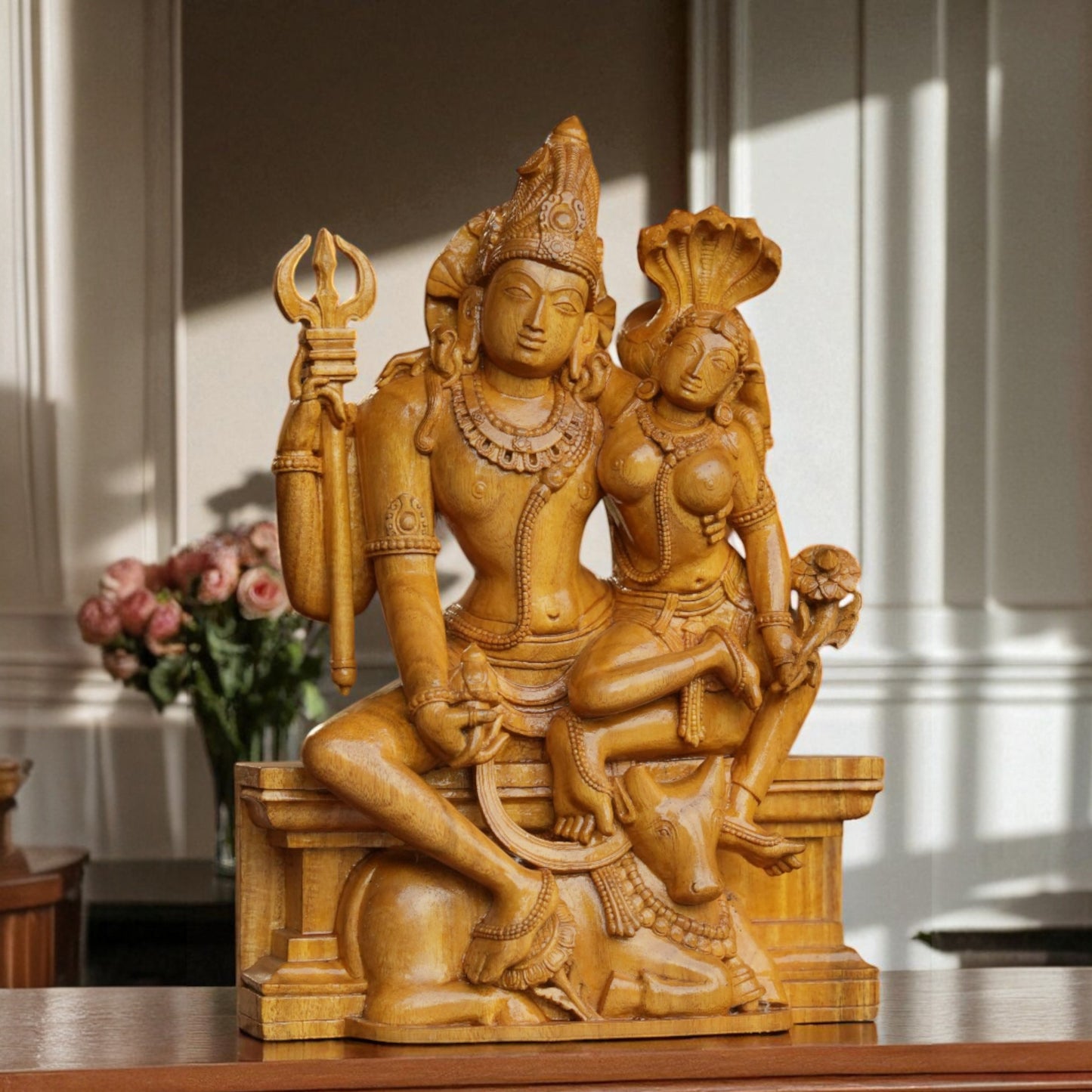 Shivani wood Shiva Parvathi idol