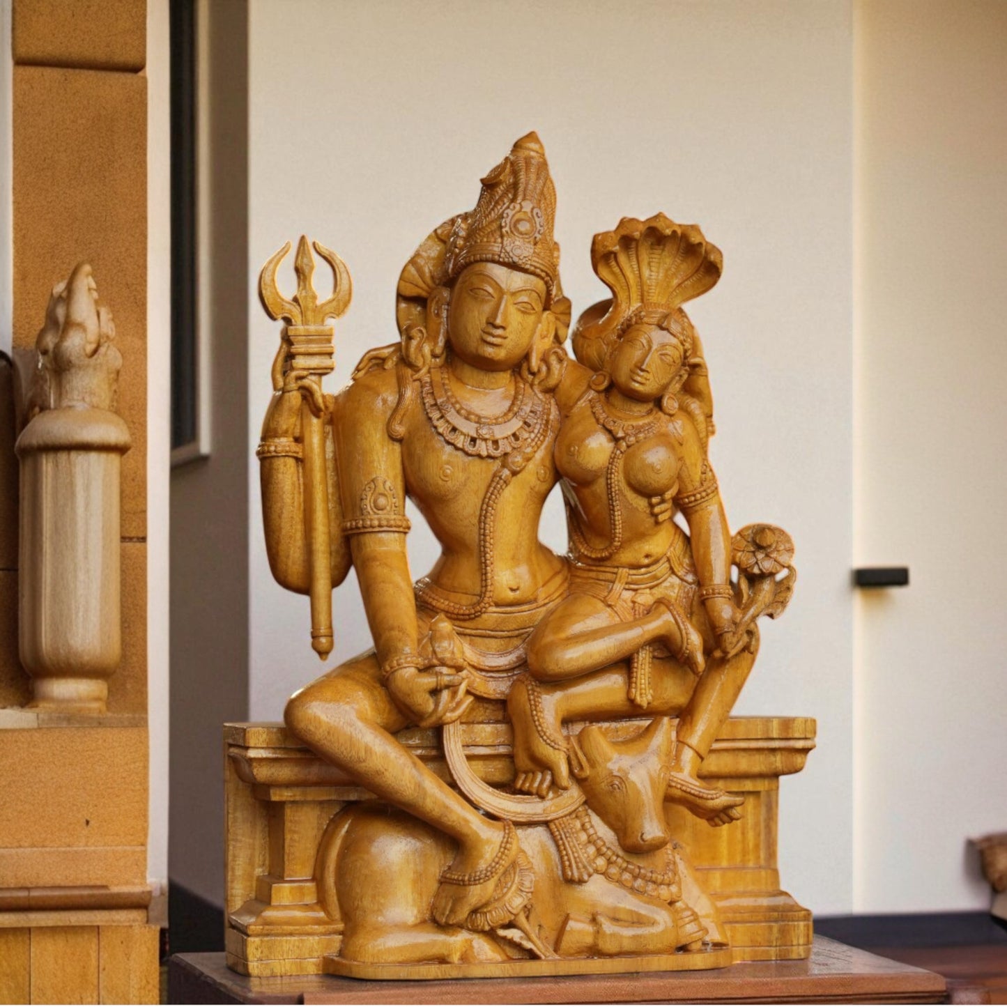 Shivani wood Shiva Parvathi idol
