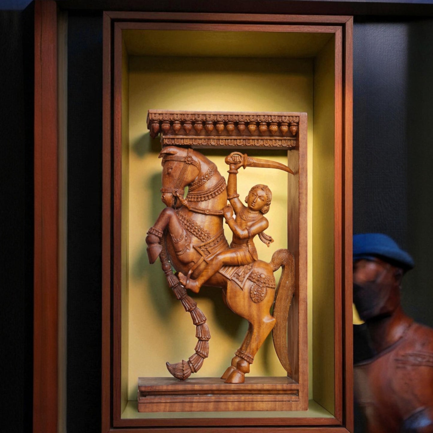 Sandal wood warrior with horse